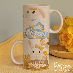 Arte Caneca Feliz Páscoa Coelho Arquivo Png