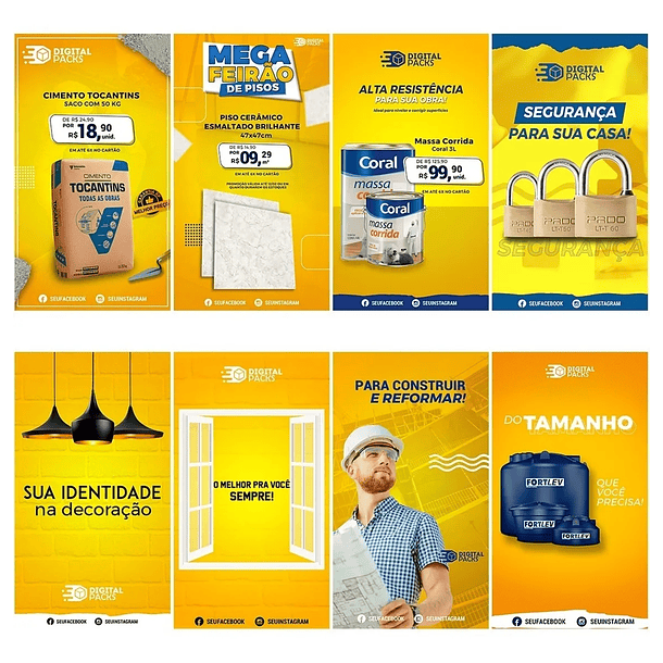 40 Artes Mídias Sociais Materiais Construção Editáveis Photoshop 4