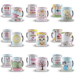 40 Artes Caneca Frases Fofas Editável Corel Draw + Png