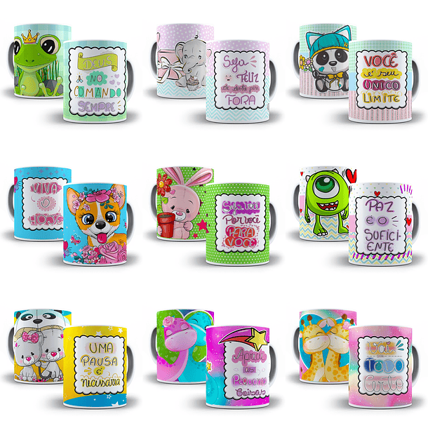 40 Artes Caneca Frases Fofas Editável Corel Draw + Png 4