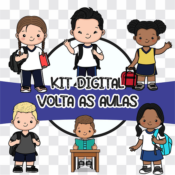 Kit Digital Volta as Aulas Bonequinhos para Montagem em Png Completo