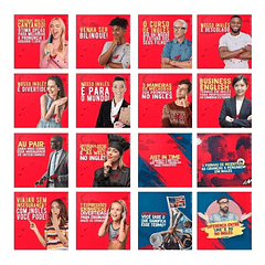 130 Artes para Escola de Inglês Mídias Sociais Editáveis Photoshop + Png