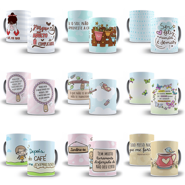 140 Artes para Caneca Temas Variados Sublimação Arquivo em Jpge/Png 1