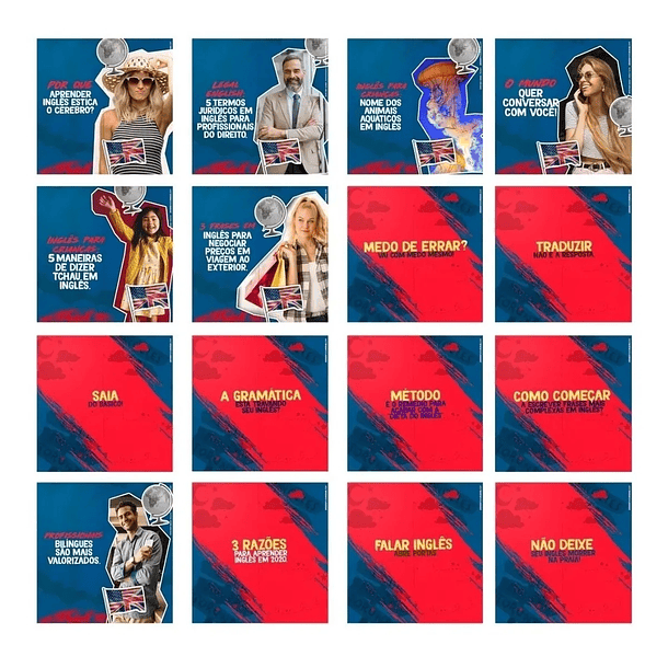 130 Artes para Escola de Inglês Mídias Sociais Editáveis Photoshop + Png 3