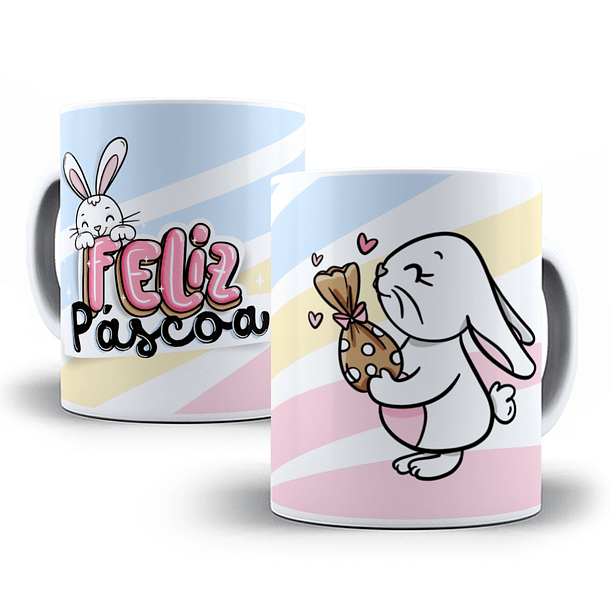 Arte Caneca Feliz Páscoa Coelho Com Presente Arquivo Png