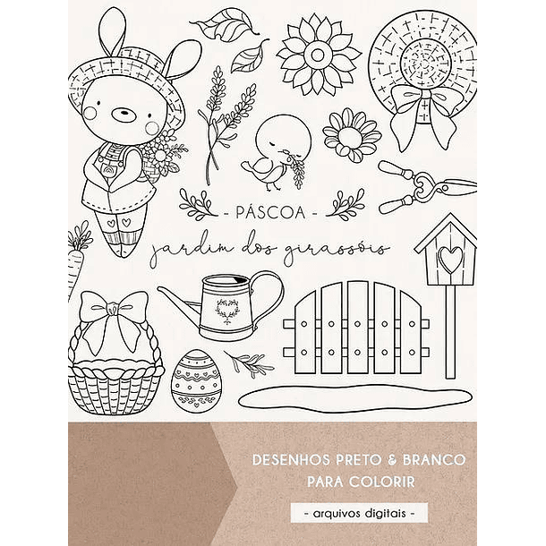 Kit Digital Páscoa Jardim Girassóis em Png   2
