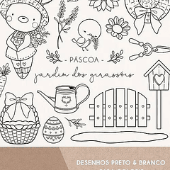 Kit Digital Páscoa Jardim Girassóis em Png  