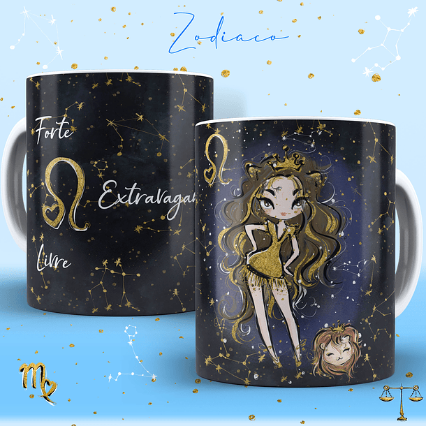 12 Artes para Caneca Signos Feminino Editável em Corel Draw 9