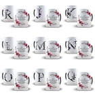 26 Arte para Caneca Alfabeto Aquarela Floral em CorelDraw + Jpg   2