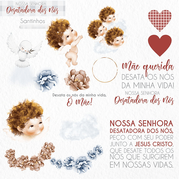 Kit Digital Nossa Senhora Desatadora de Nós Aquarela em Png   5