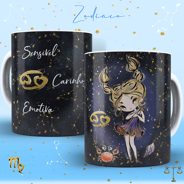 12 Artes para Caneca Signos Feminino Editável em Corel Draw 13