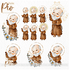 Kit Digital Padre Pio Aquarela em Png  1