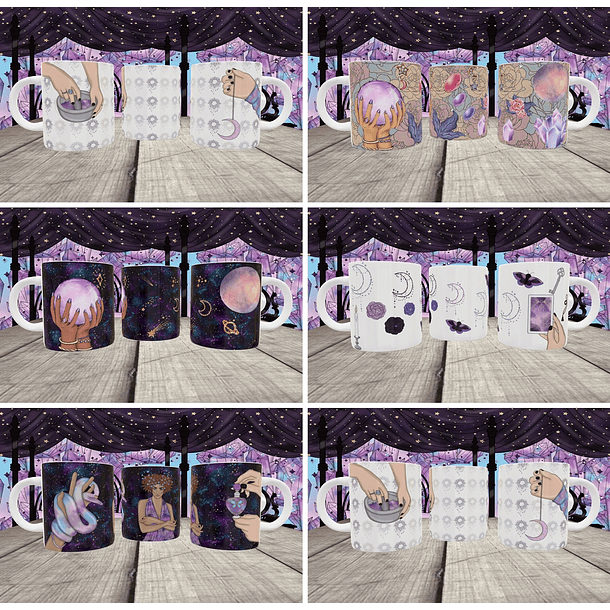 10 Artes para Caneca Wicca Editável em Corel Draw 1