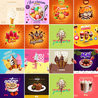 30 Artes Mídias Sociais Sorveteria Sorvete Editáveis Photoshop + Png 2