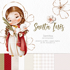 Kit Digital Santa Inês Aquarela em Png  3