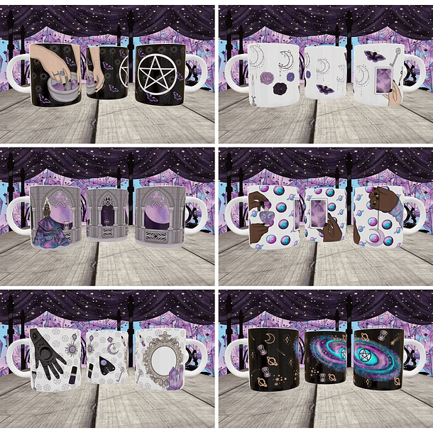 10 Artes para Caneca Wicca Editável em Corel Draw 2