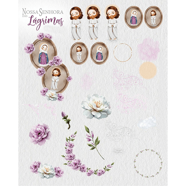Kit Digital Nossa senhora das Lágrimas Aquarela em Png  3
