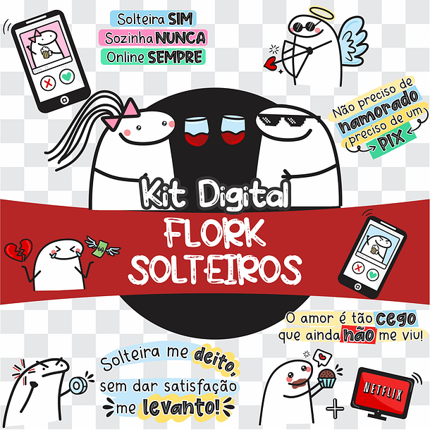 Kit Digital Flork Solteiros Arquivos Png  1