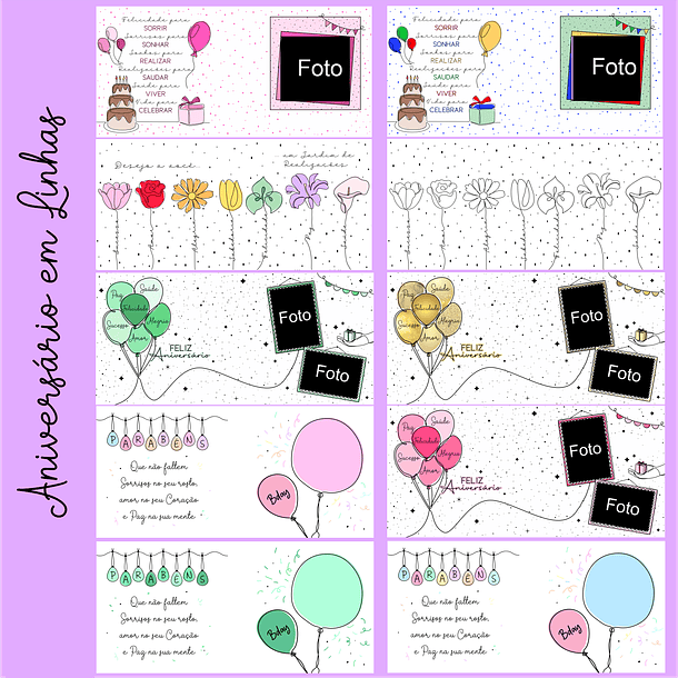 16 Artes para Caneca Aniversário em Linhas em Png 5