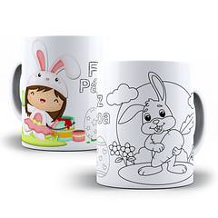 Arte Caneca Feliz Páscoa Colorir Arquivo Png