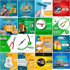 60 Artes Mídias Sociais Materiais Construção Editáveis Photoshop