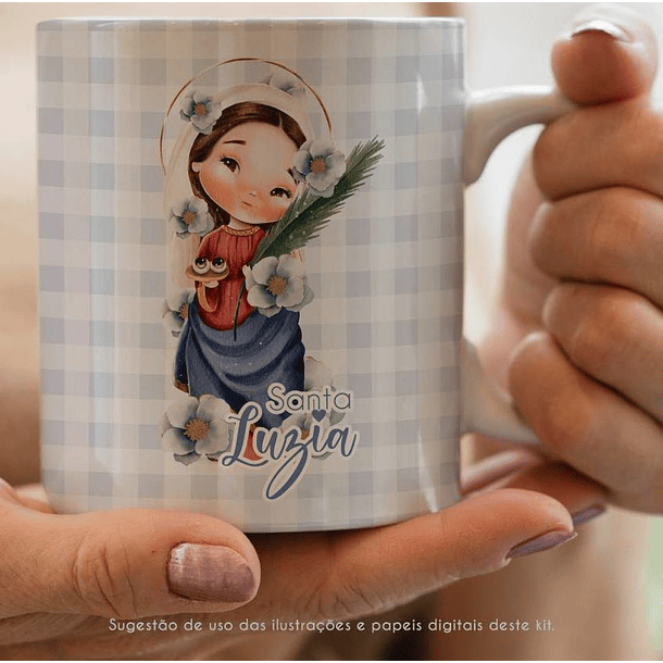 Kit Digital Santa Luzia Aquarela em Png  3