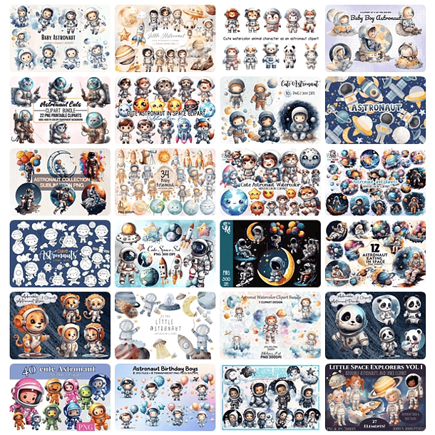 Kit Digital Mega Pacote Astronauta em Png 2