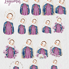 Kit Digital Nossa senhora das Lágrimas Aquarela em Png 