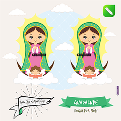 Kit Digital Vetor Santinhos Nossa Senhora da Guadalupe Editáveis Corel Draw + Png