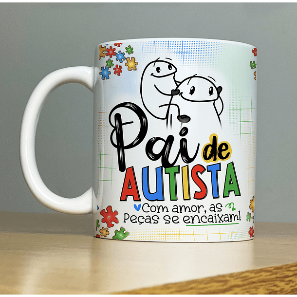 Arte Caneca Pai de Autista Com Amor, as Peças se Encaixam! Arquivo Png 1