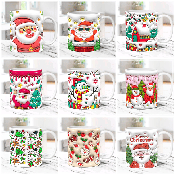 31 Artes para Caneca Natal Inflados 3D Arquivo em Jpg  1