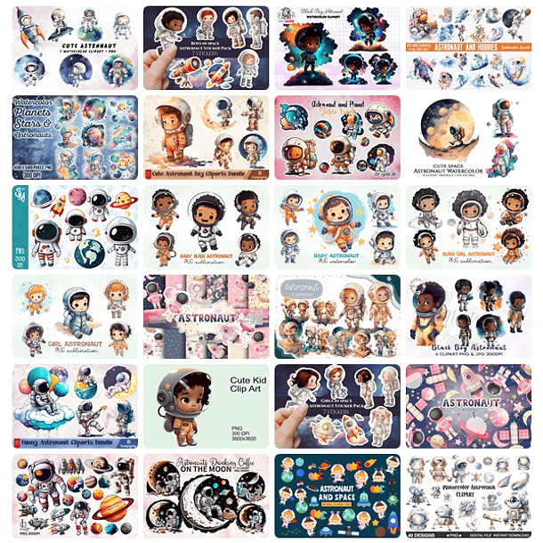 Kit Digital Mega Pacote Astronauta em Png 1