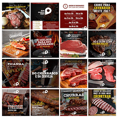 50 Artes Mídias Sociais Churrascaria Carnes Editáveis Photoshop