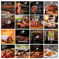 50 Artes Mídias Sociais Churrascaria Carnes Editáveis Photoshop