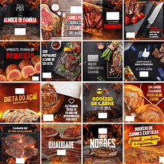 45 Artes Mídias Sociais Churrascaria Carnes Editáveis Photoshop