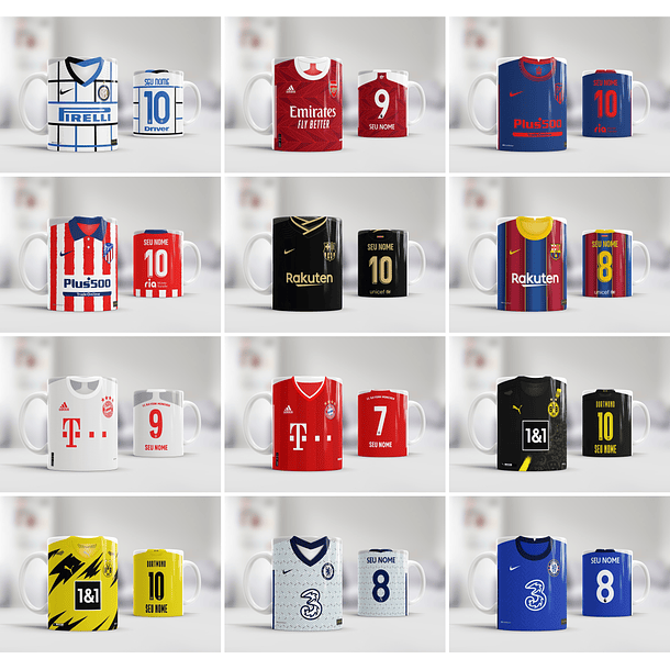 27 Artes para Caneca Times Europeu Europa 20.21 Editável em Corel Draw 2