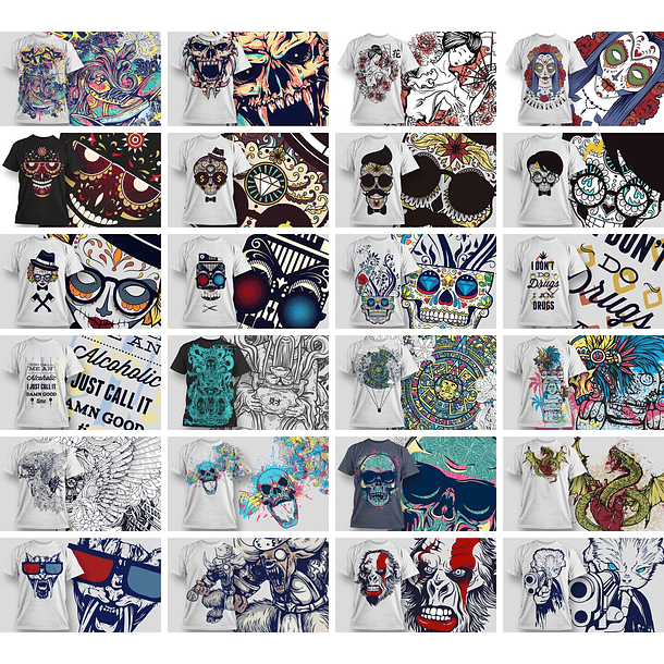 80 Artes para Estampas Camisa T-shirt Editável em Corel Draw 4