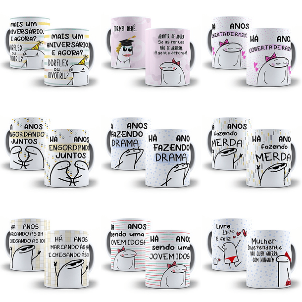 30 Artes Caneca Flork Memes Editável em Corel Draw + Png 2