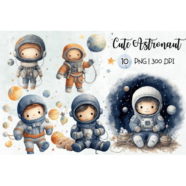 Kit Digital Mega Pacote Astronauta em Png 6