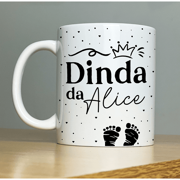 Arte Caneca Dinda da Nome da Criança Madrinha Preto Arquivo Png