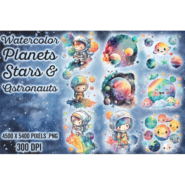 Kit Digital Mega Pacote Astronauta em Png 9