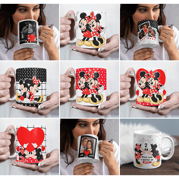 Kit Artes Caneca Camisa Namorados Mickey Love Arquivos Sublimação 1