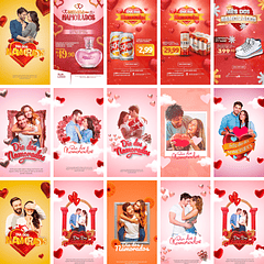 28 Artes Mídias Sociais Dia dos Namorados Editáveis Photoshop + Png
