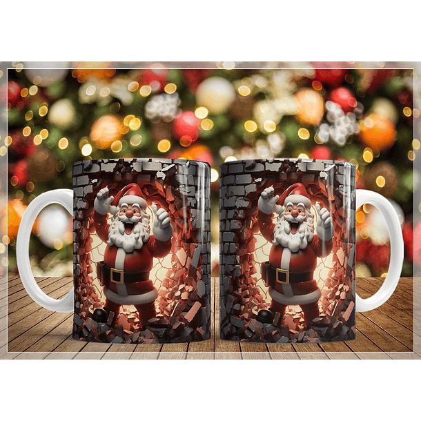 34 Artes para Caneca Natal Papai Noel 3D Arquivo em Jpg   2