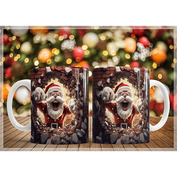 34 Artes para Caneca Natal Papai Noel 3D Arquivo em Jpg   4