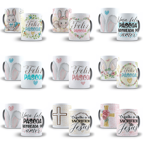 32 Artes para Caneca Páscoa Jesus Cristo Abençoada Editável em Corel Draw 4