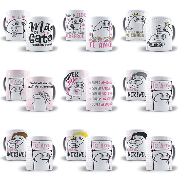 60 Artes Caneca Flork Dia das Mães Editável Corel Draw + Png 5