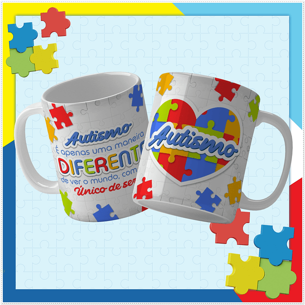 15 Artes para Caneca Autismo Arquivo Editável 3