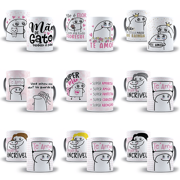 60 Artes Caneca Flork Dia das Mães Editável Corel Draw + Png 6