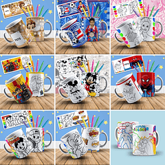 179 Artes para Caneca Personagens para Colorir Arquivo em Jpge/Png